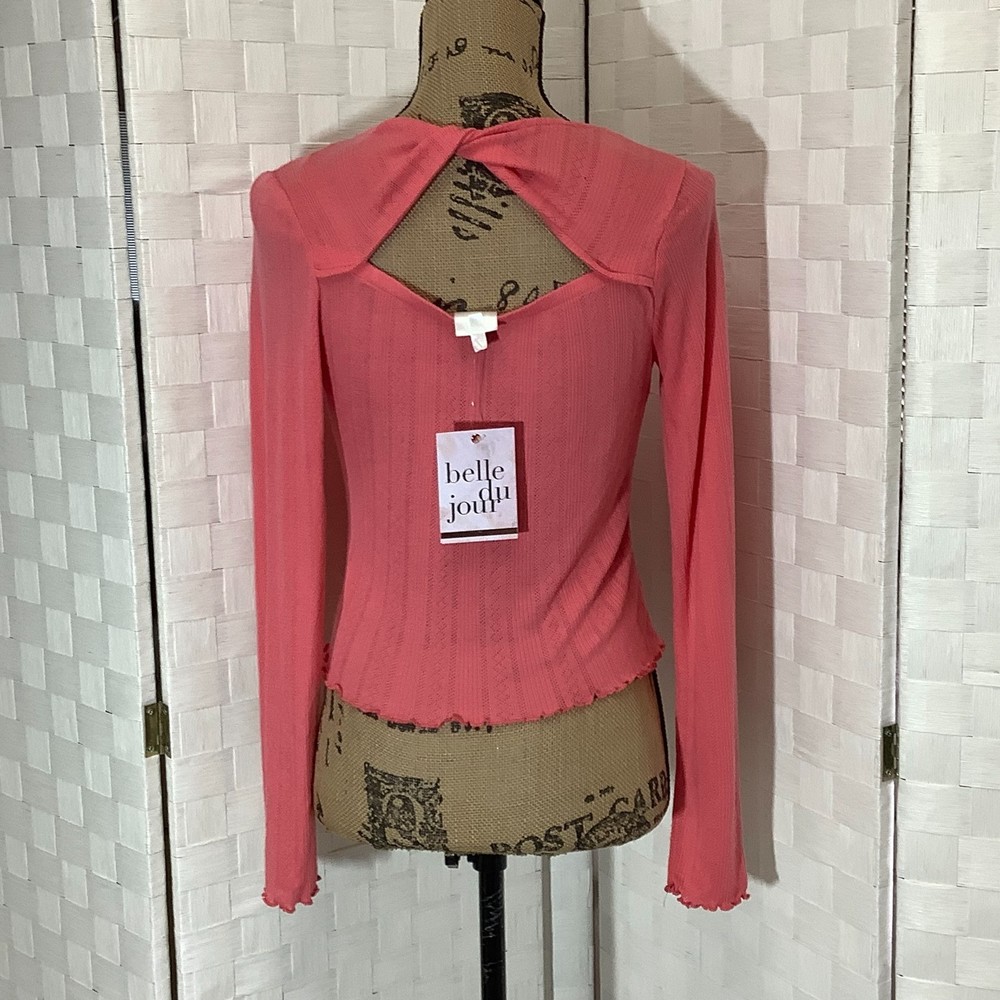 NWT belle du jour coral open back top size large - Picture 5 of 8